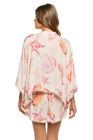 OCEANA PRINT Sea Life Print Kimono Sleeve Crop Top