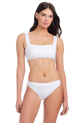 BRIGHT WHITE Metallic Bralette Bikini Top