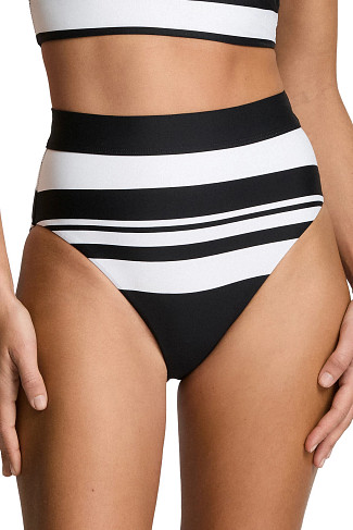 BLACK AND WHITE Banded High Waist Bikini Bottom