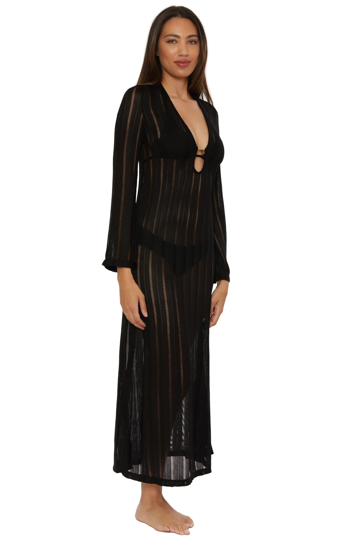 BLACK Crochet Maxi Dress image number 3