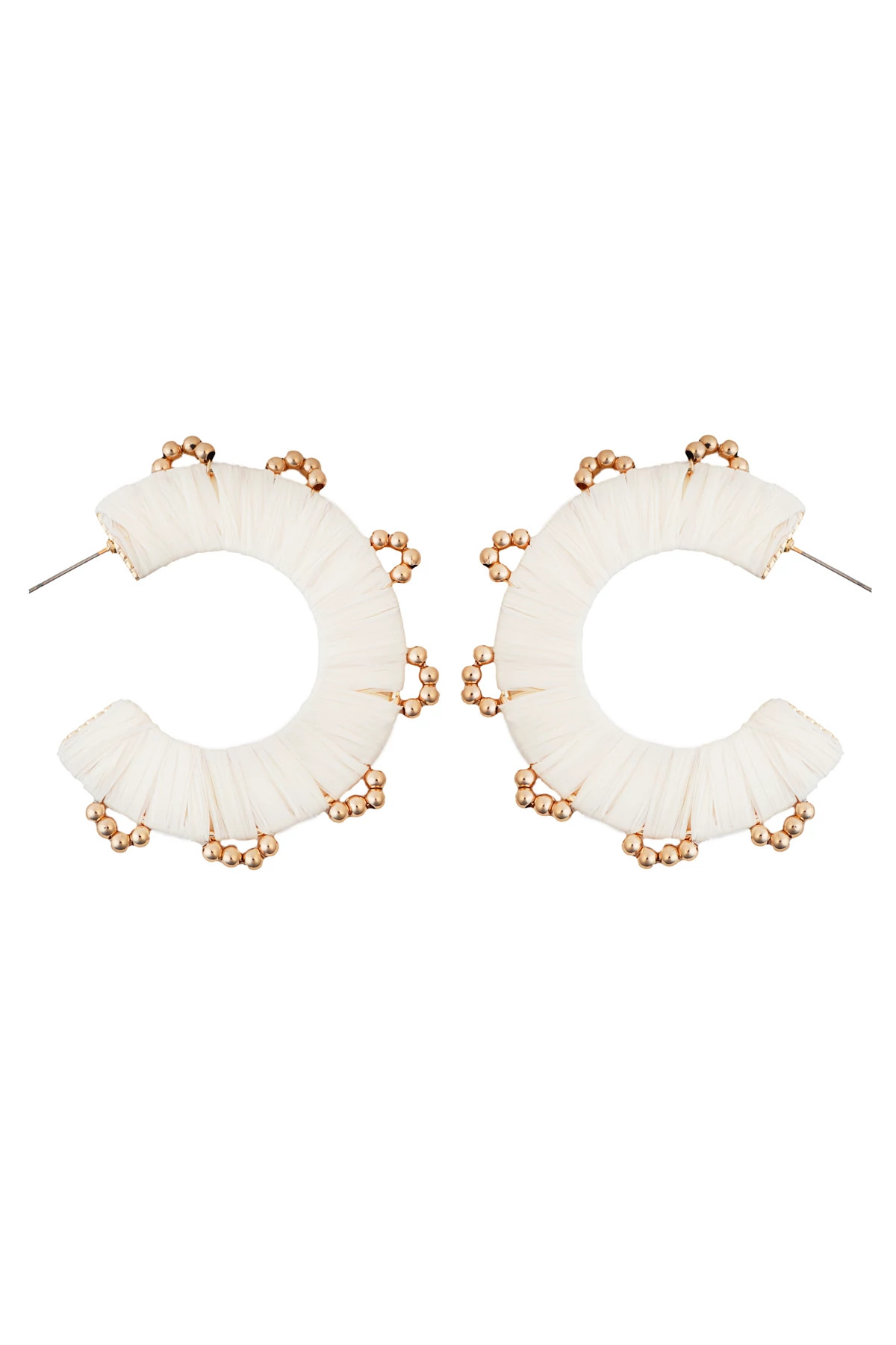 IVORY Raffia Hoop Earrings image number 1