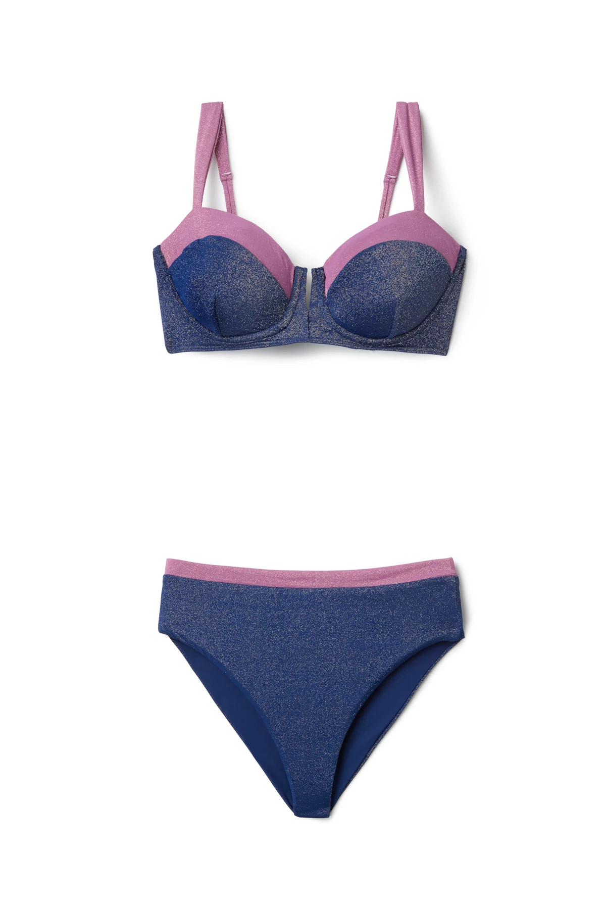 NAVY SHIMMER Jackie Shimmer High Waist Bikini Bottom image number 3