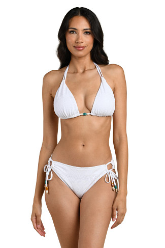 WHITE Shellbound Triangle Halter Bikini Top