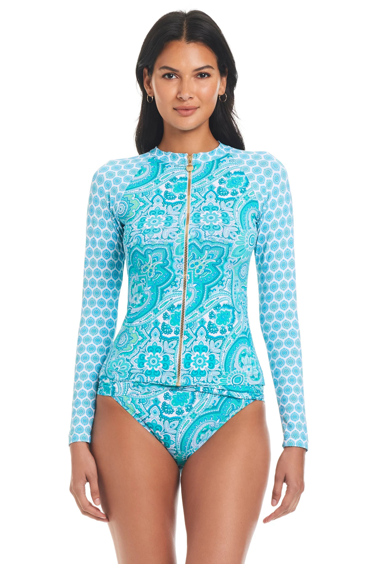COOL Long Sleeve Zip-Front Rash Guard image number 1