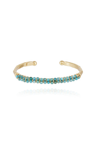 081 BLUE Large Gold Lyre Bangle Bracelet