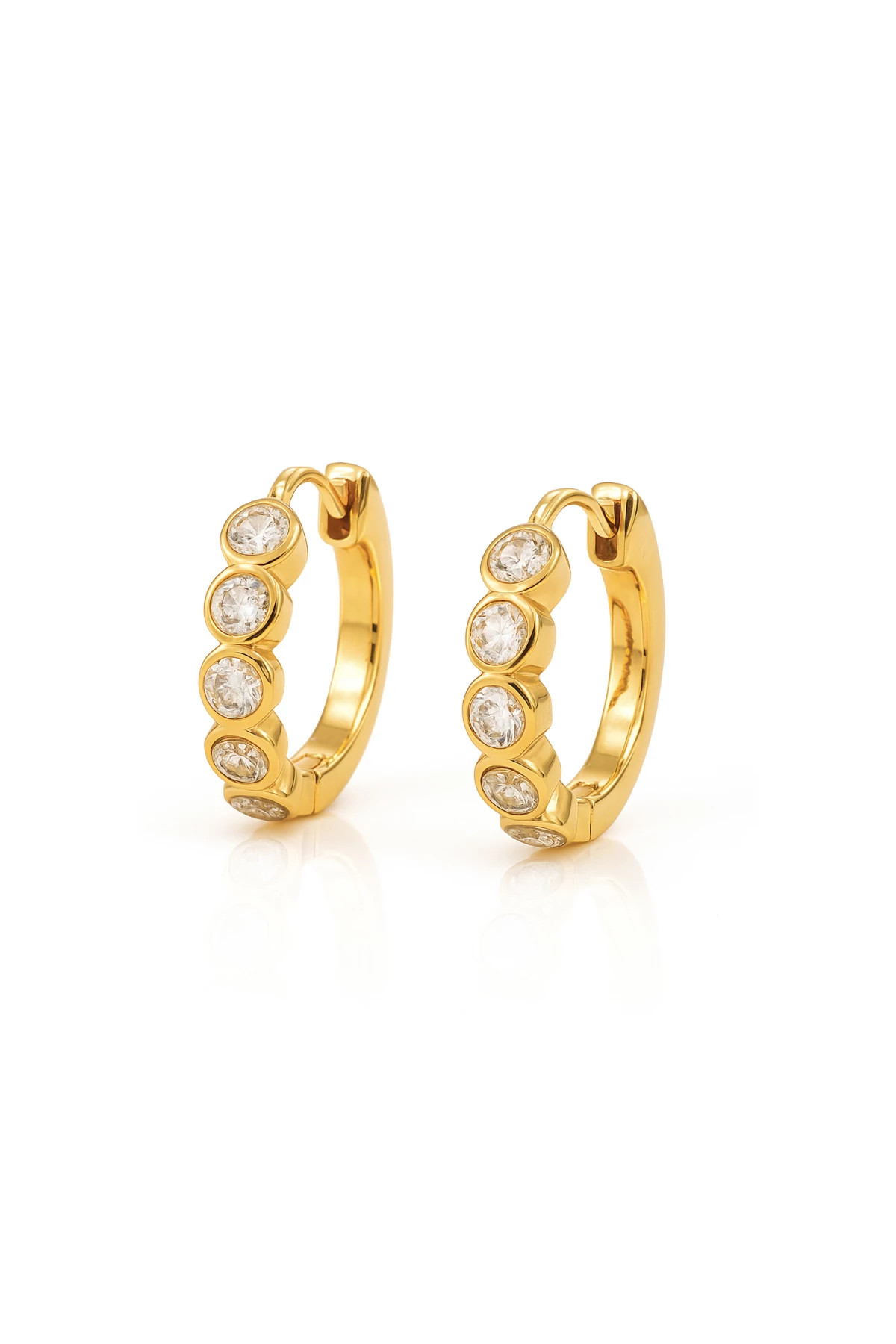 GOLD Varra Cubic Zirconia Huggie Earrings image number 1
