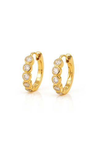 GOLD Varra Cubic Zirconia Huggie Earrings