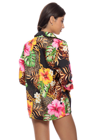 MULTI BLACK Visions of Paradise Shirt Dress