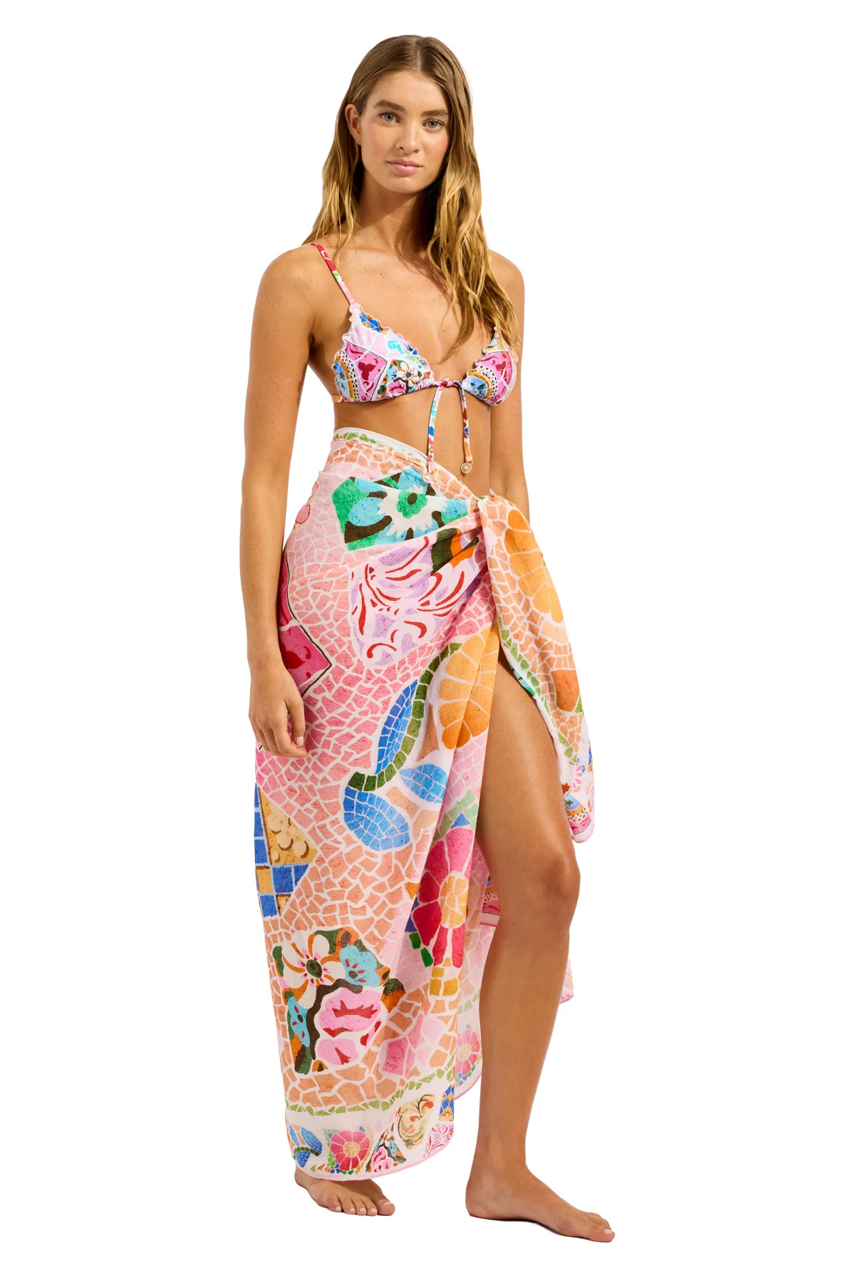 PARFAIT PINK Beach Boheme Cotton Sarong image number 3
