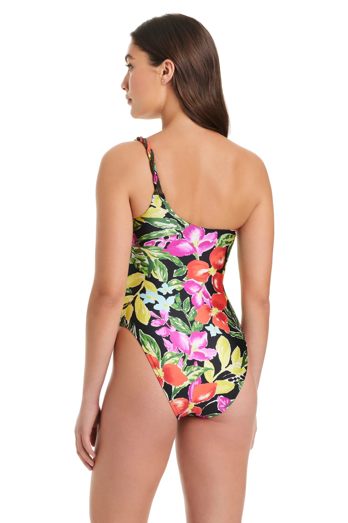 BLACK MULTI One Shoulder Ring One Piece Swimsuit image number 2