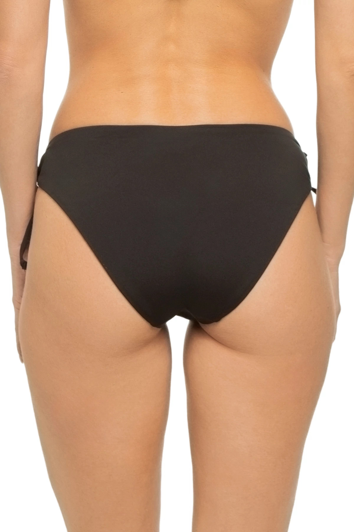 BLACK Socialite Hipster Loop Tie Side Bikini Bottom image number 2