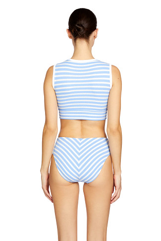 BLUE/WHITE Mimi High Neck Bikini Top