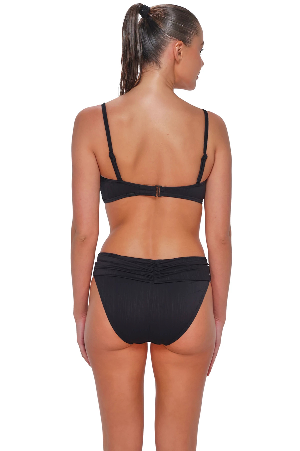 BLACK SEAGRASS TEXTURE Loretta Bandeau Bikini Top (E-H Cup) image number 3
