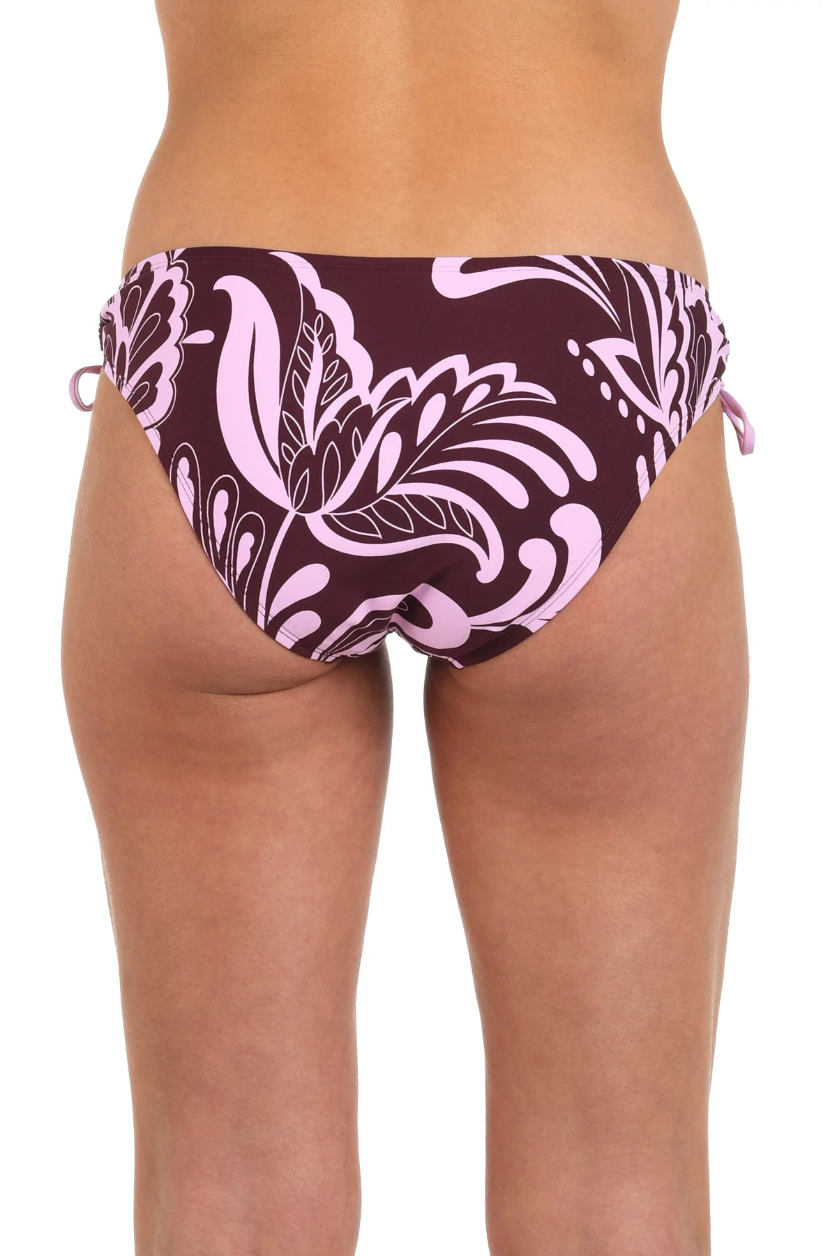 DARK CHERRY Fiji Flora Hipster Tie Side Bikini Bottom image number 2