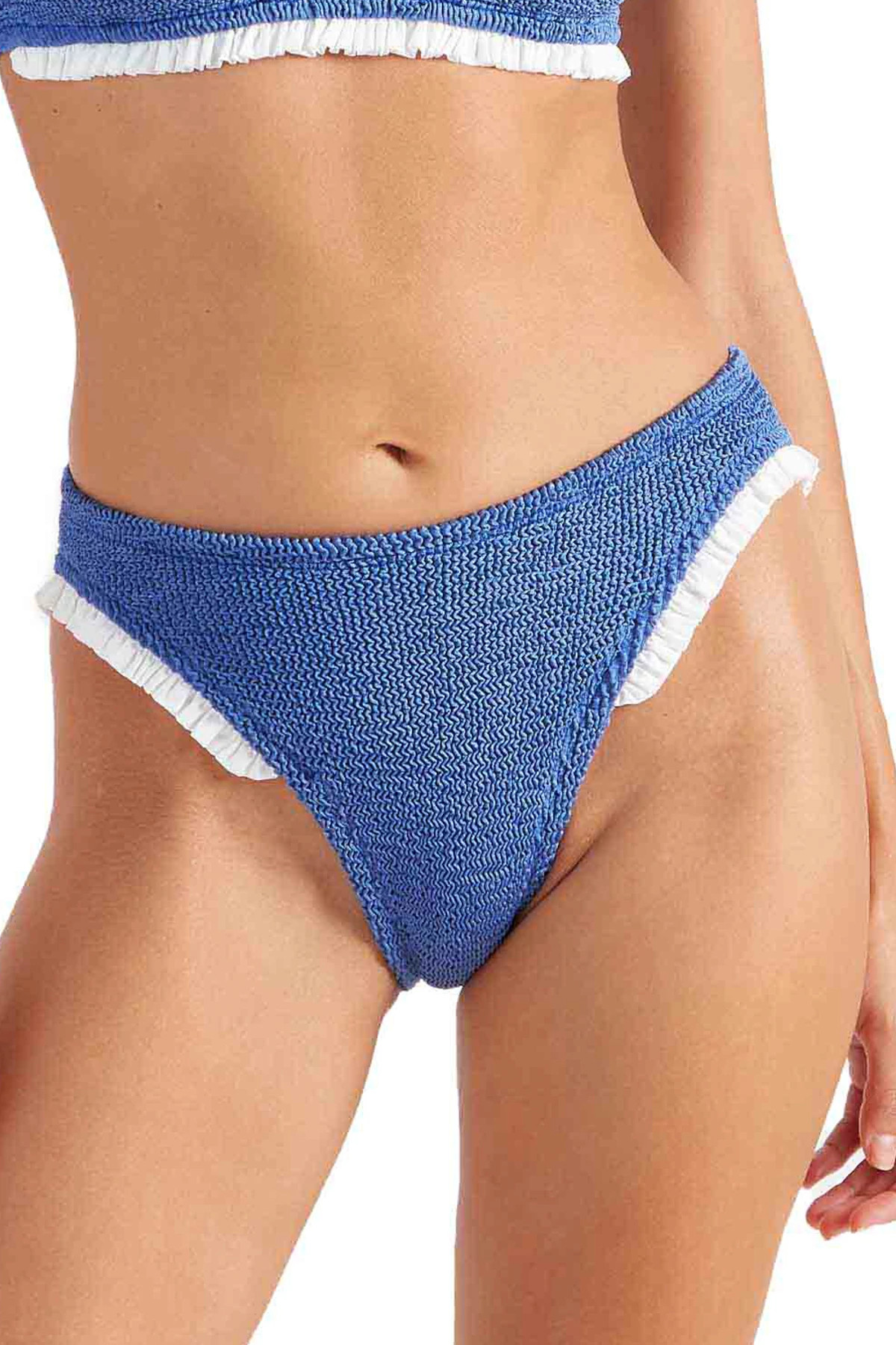 METALLIC DENIM / WHITE Tracey Frill Bikini Set image number 3