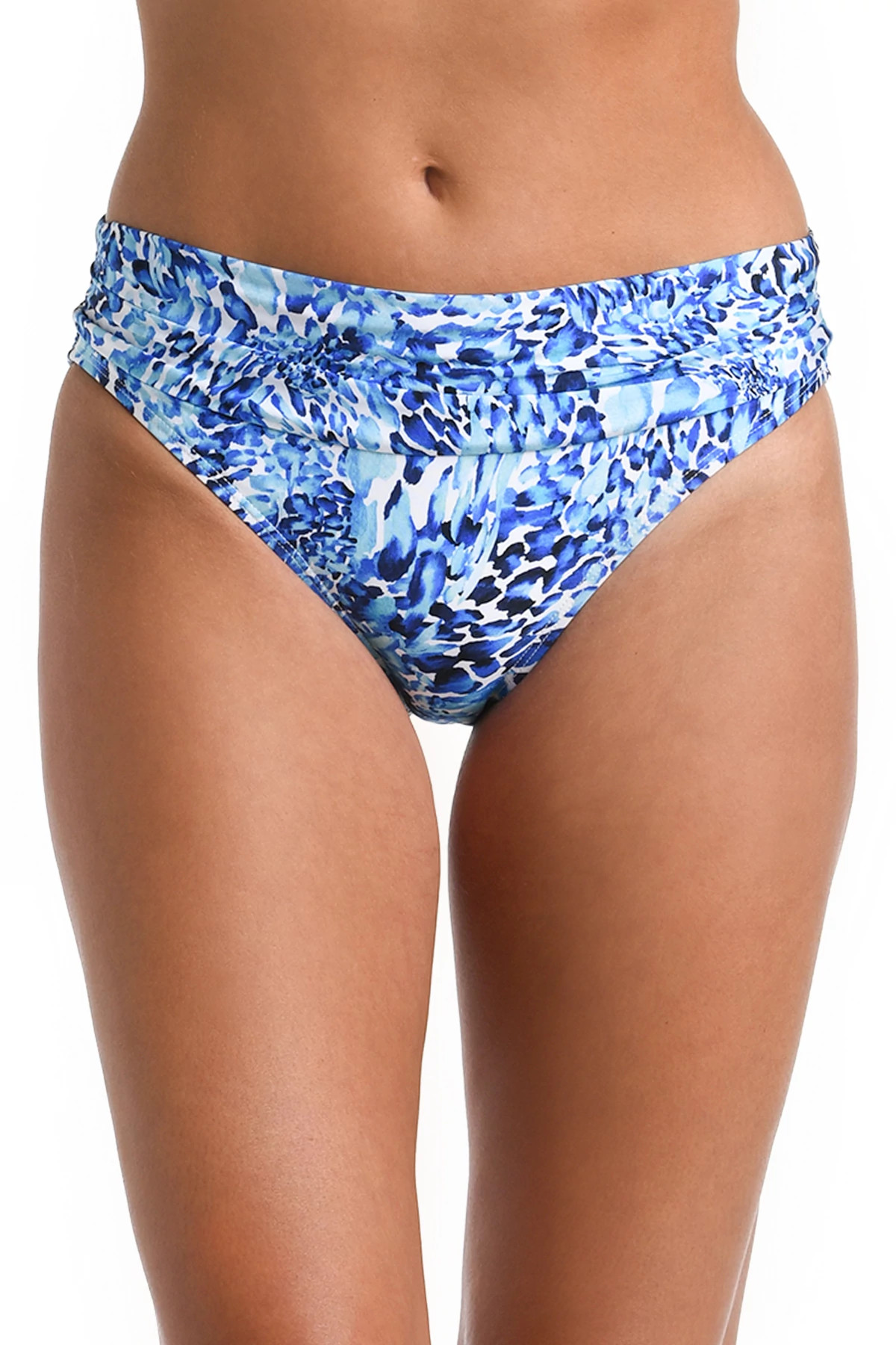 BLUE Shirred Banded Hipster Bikini Bottom image number 1