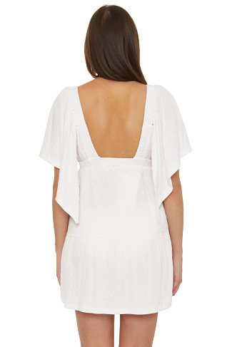 WHITE Crinkle Plunge Mini Dress
