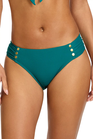 CERULEAN Amy Ribbed Tab Side Hipster Bikini Bottom