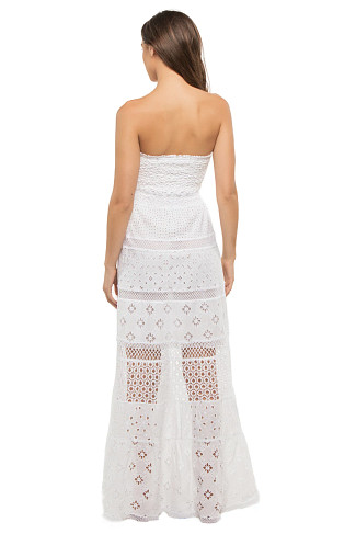 WHITE/WHITE Belem Embroidered Strapless Maxi Dress