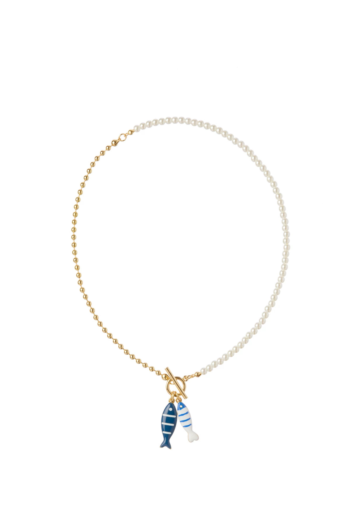 GOLD Fish Charm Necklace image number 1