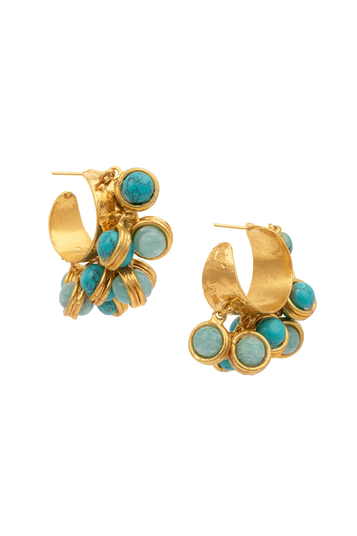 TURQUOISE/LARIMAR D'oreille Mini Hoop Earrings image number 2