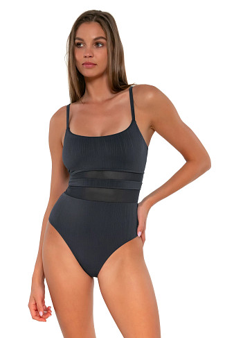 SLATE SEAGRASS TEXTURE Alexia Mesh One Piece Swimsuit