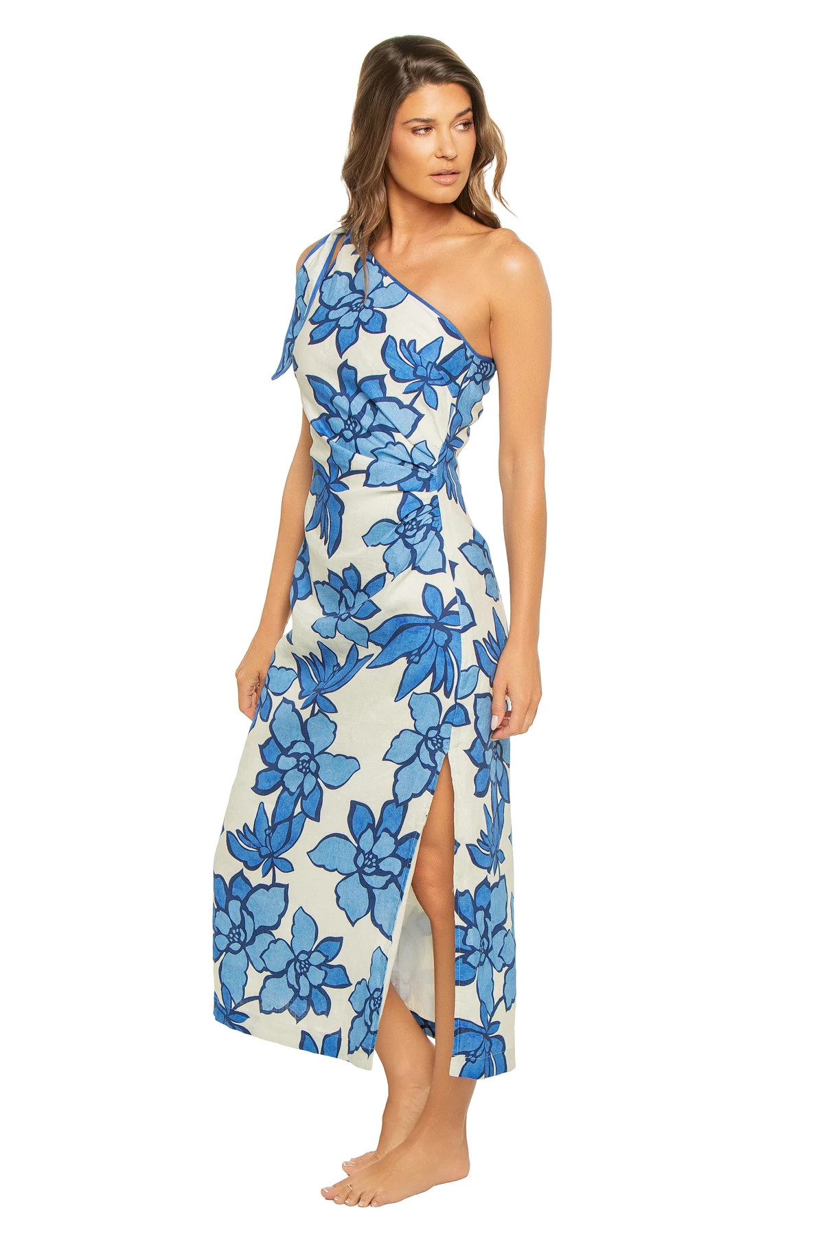 MARNIE Marnie Linen One Shoulder Midi Dress image number 3
