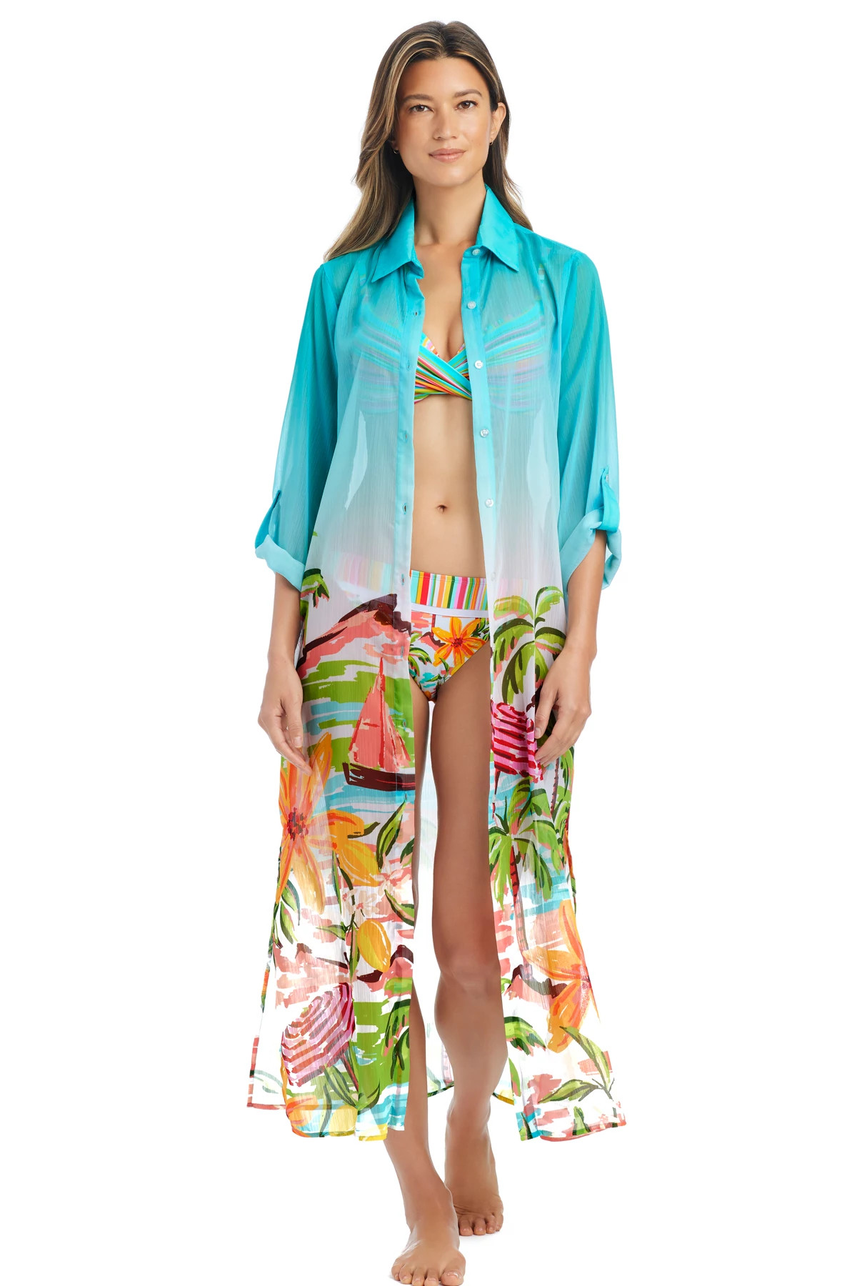 COOL Chiffon Boyshirt Maxi Cover Up image number 3