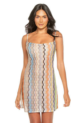 MULTI Blocked Chevron Knit Mini Dress