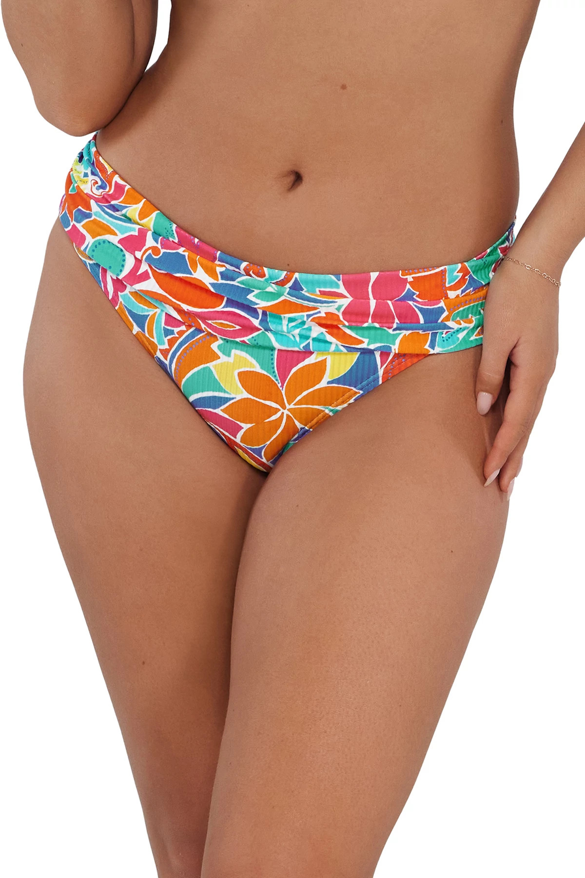 FESTIVE FLORAL SANDBAR RIB Unforgettable Banded Hipster Bikini Bottom image number 1