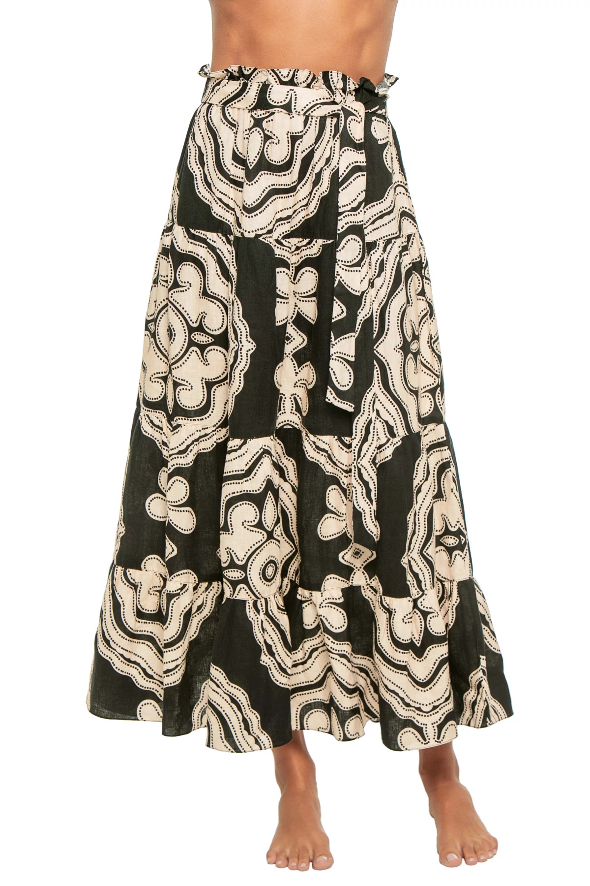 NIKU BLACK Sanaa Linen Midi Skirt image number 1