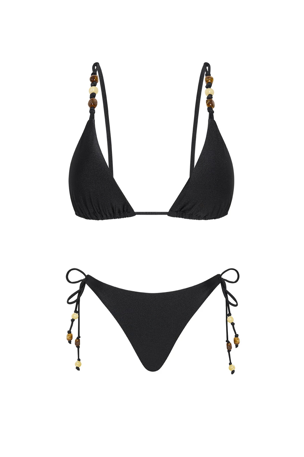 BLACK Beaded Triangle Bikini Top image number 3