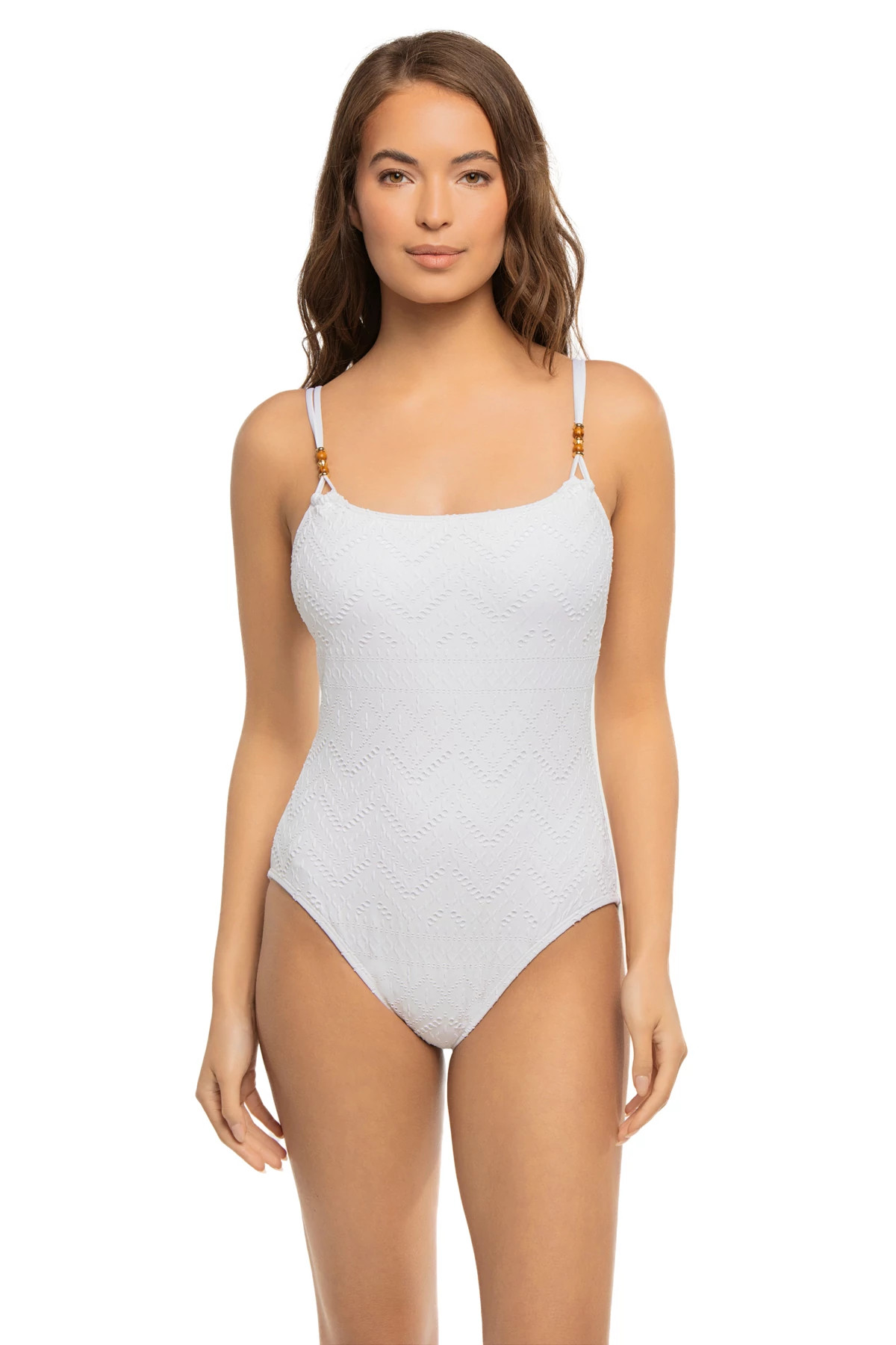 WHITE Saltwater Sands Lingerie One Piece Swimsuit image number 1