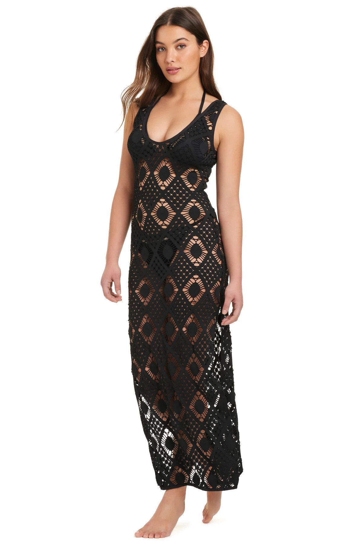 BLACK Crochet Reversible Maxi Cover Dress image number 2