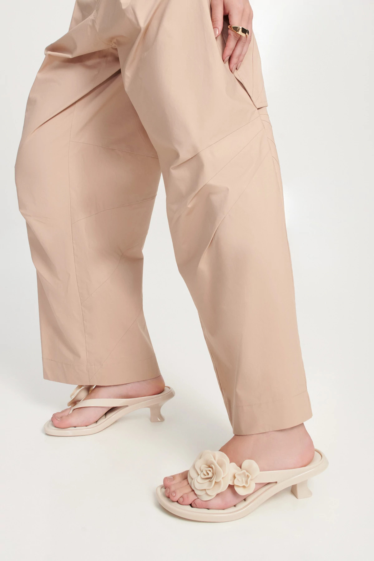 BEIGE Petal Kitten Heel Sandal image number 4