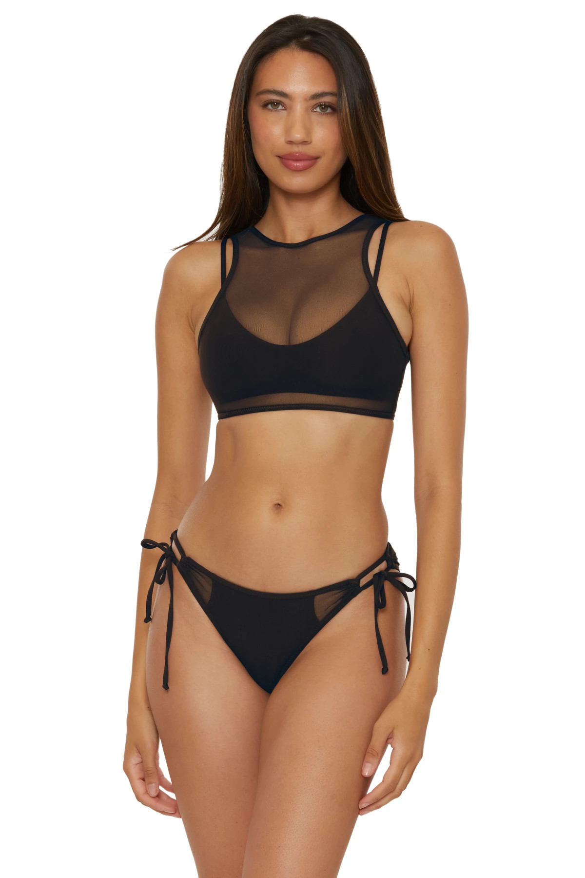 BLACK Ariadne Mesh Bralette Bikini Top image number 1