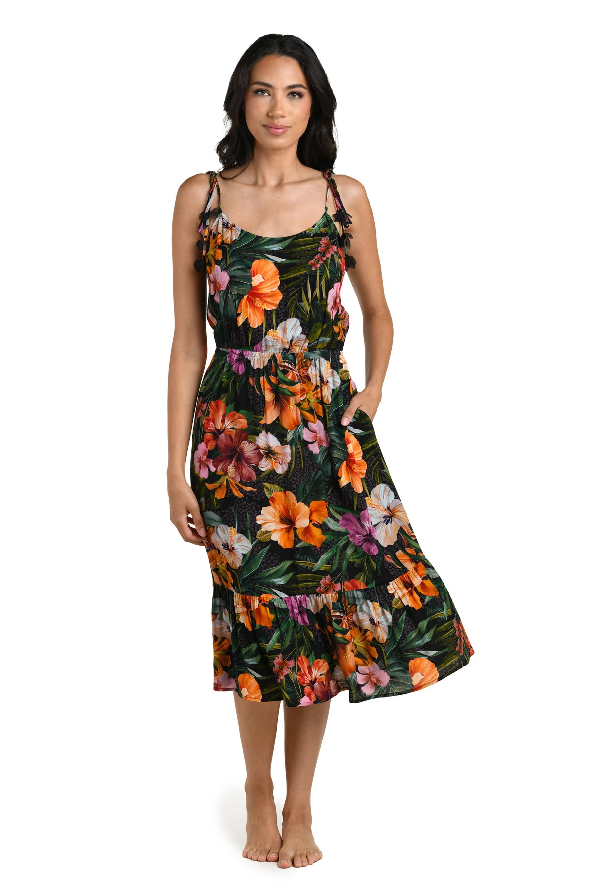 MULTI Tropical Midi Dress image number 3