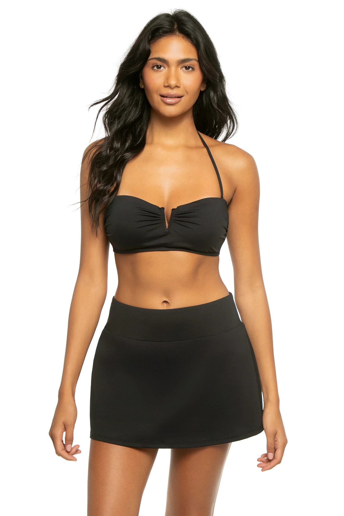 BLACK Banded Swim Skirt image number 2