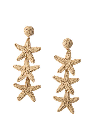 NATURAL Raffia Starfish Drop Earrings
