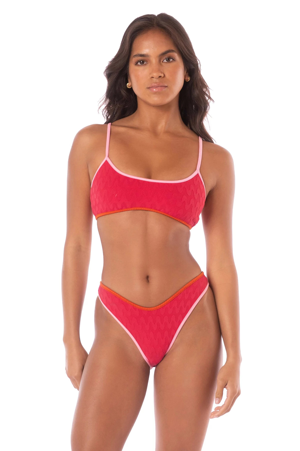 APPLE RED Lane Reversible Bralette Bikini Top image number 1