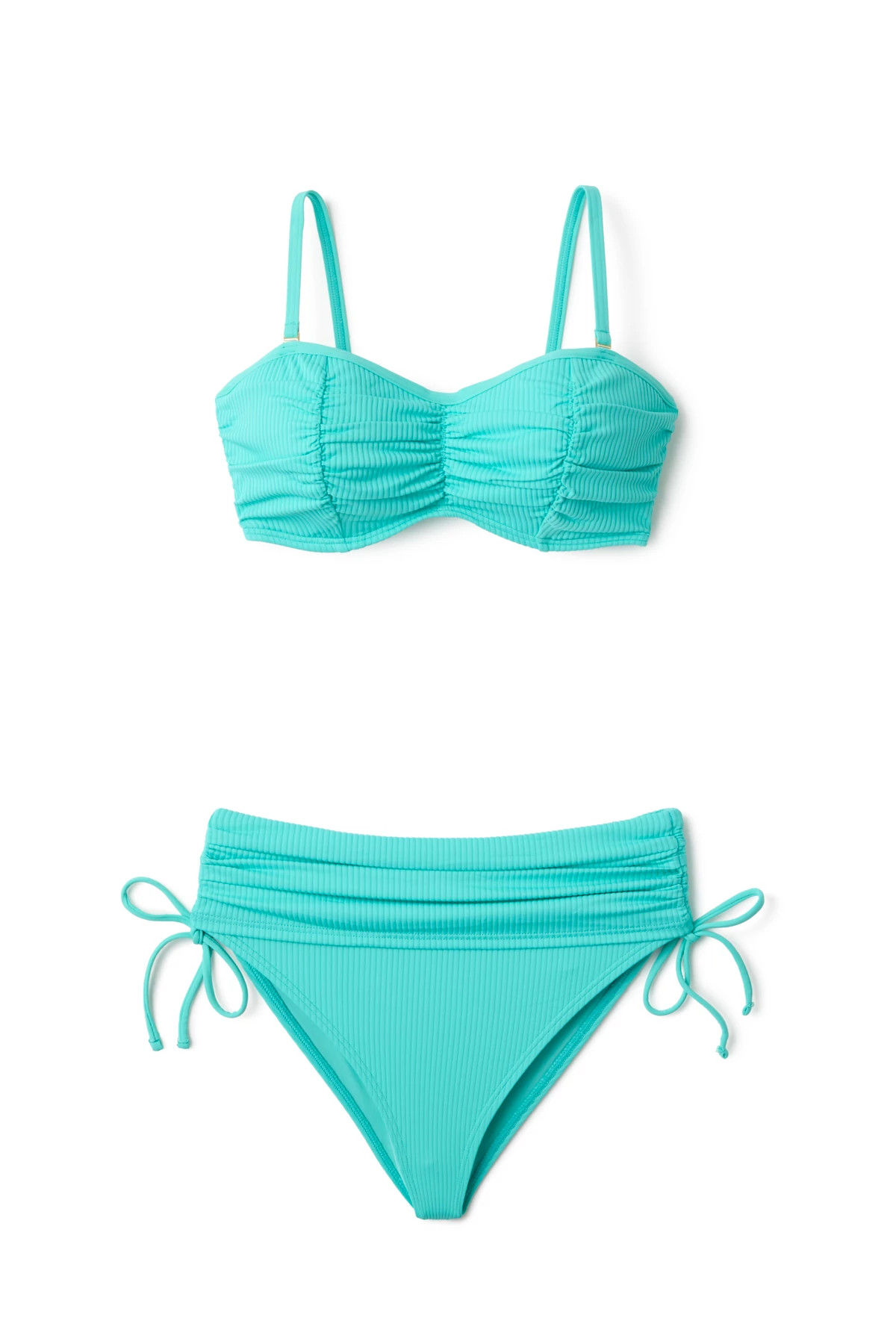 AQUA MIST SANDBAR RIB Darci High Waist Bikini Bottom image number 3