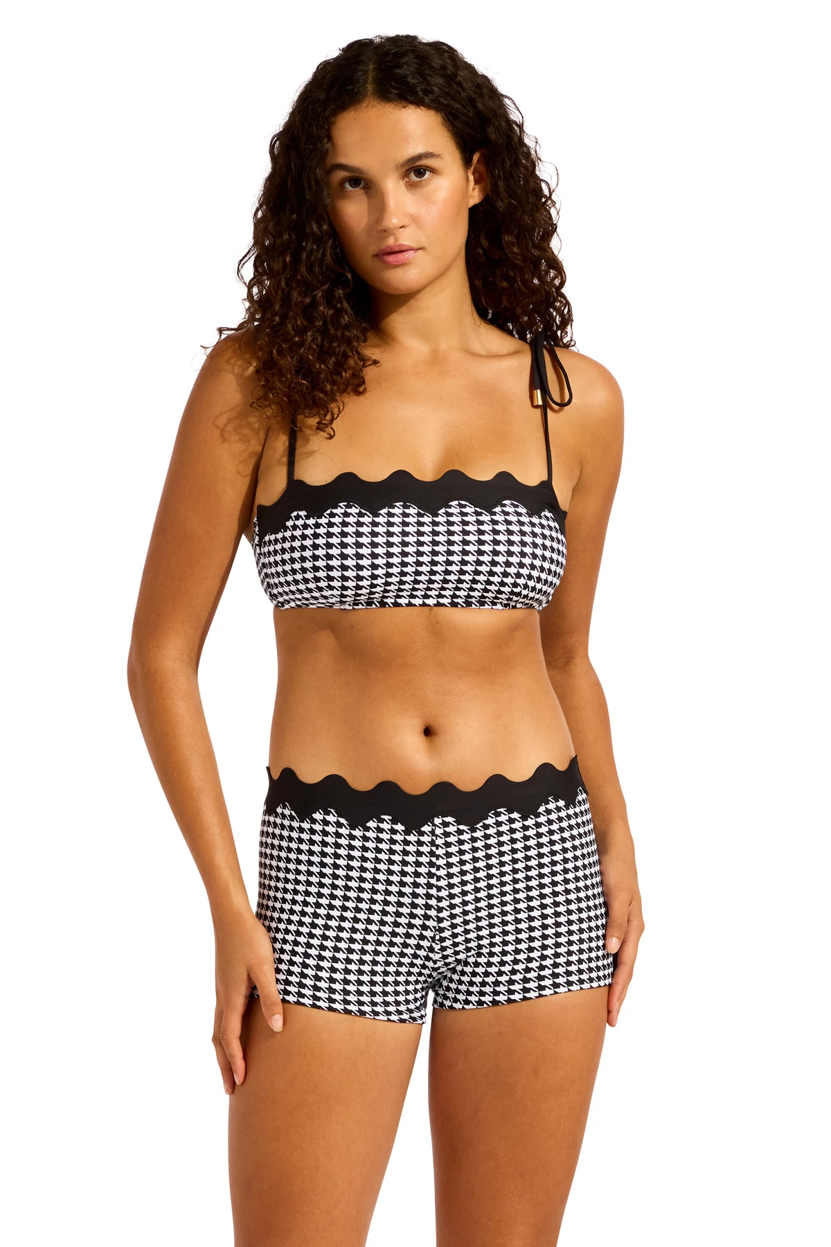 BLACK Gia Check Bandeau Bikini Top image number 3