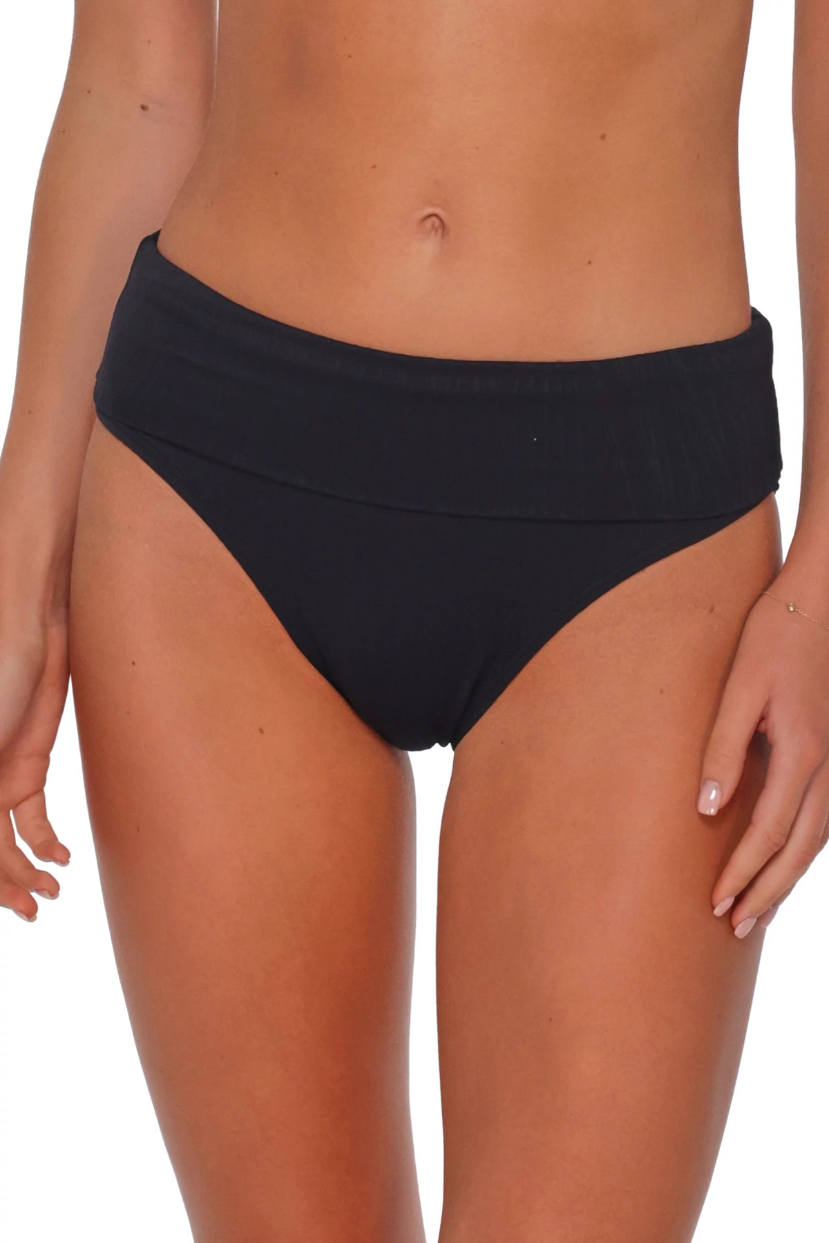 BLACK SEAGRASS TEXTURE Hannah High Waist Bikini Bottom image number 2