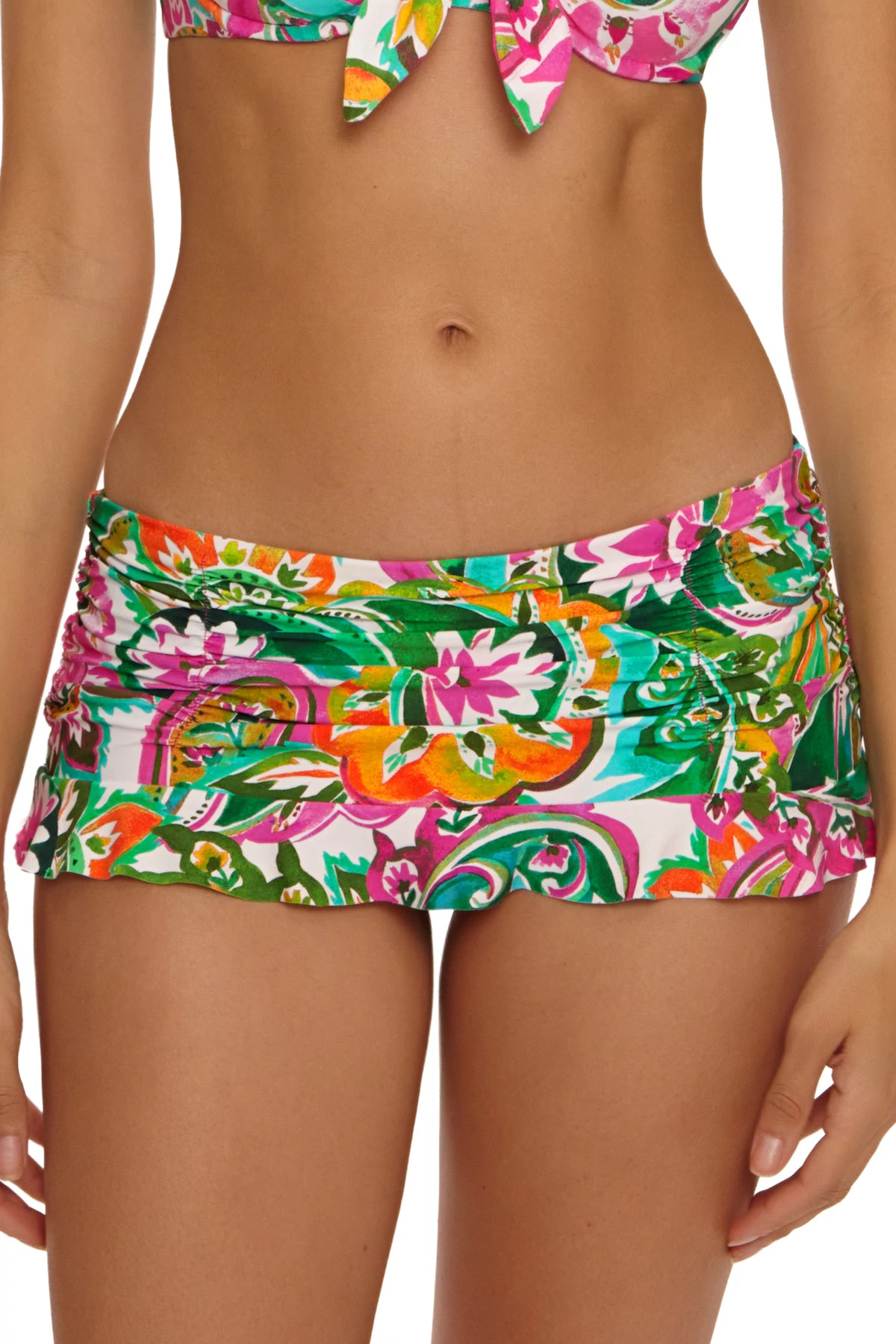 MULTI La Vie Ruched Skirted Bikini Bottom image number 1