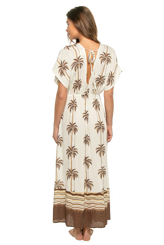 LUXE PALM Palm Print Cutout Maxi Dress