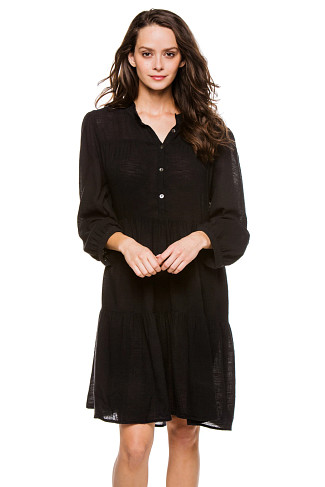 BLACK Button Front Dress