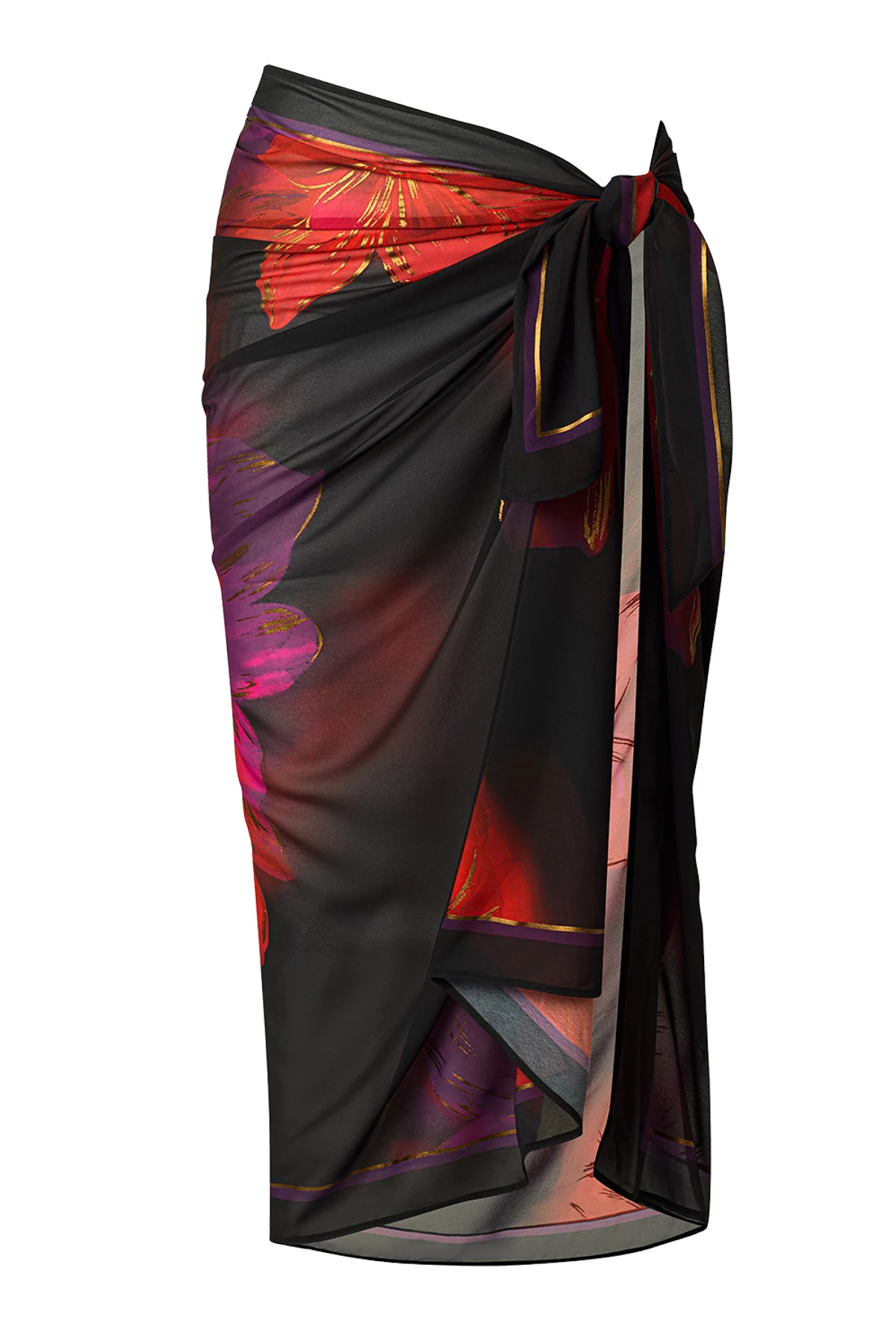 BLACK/MULTI Petali Rose Pareo Cover Skirt image number 7