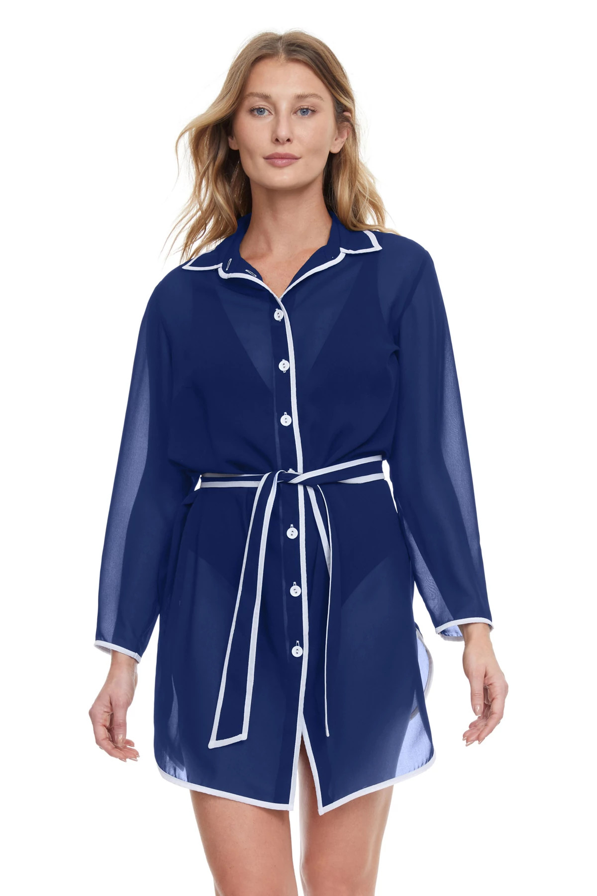 NAVY/WHITE Long Beach Belted Tunic image number 1