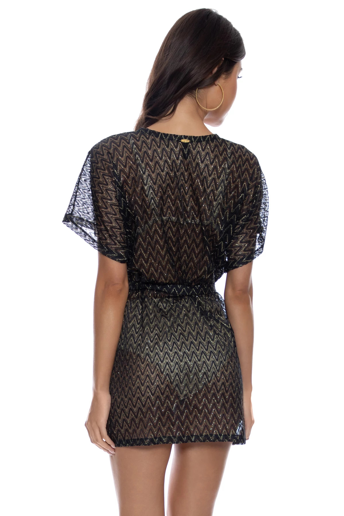 BLACK Buzzing Kimono Wrap Dress image number 2