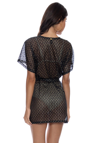 BLACK Buzzing Kimono Wrap Dress